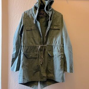 Hooded long military mash Army Green Light Jacket Medium